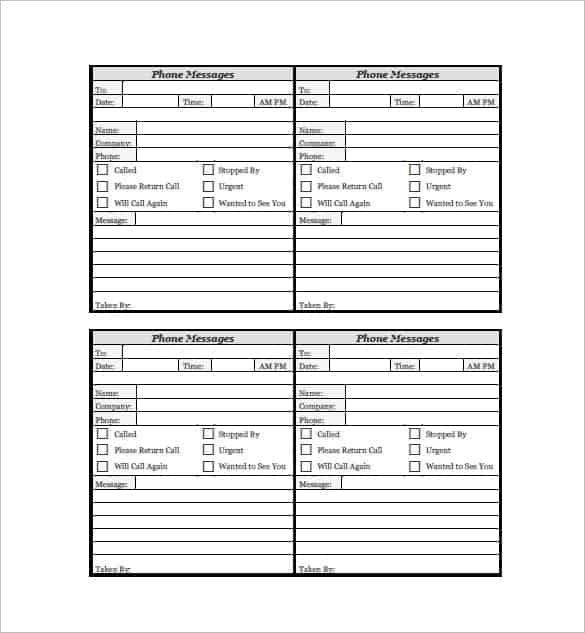 10 Telephone Message Templates Word Excel PDF Formats