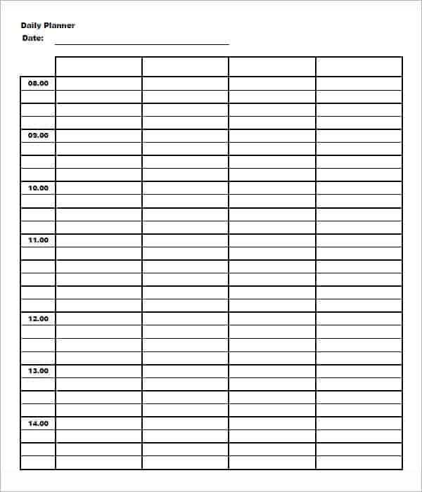 Daily Schedule Template Word