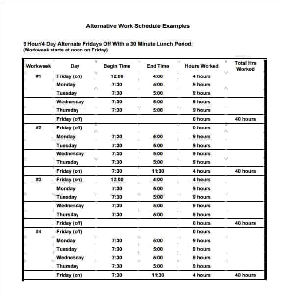 daily work schedule image 5