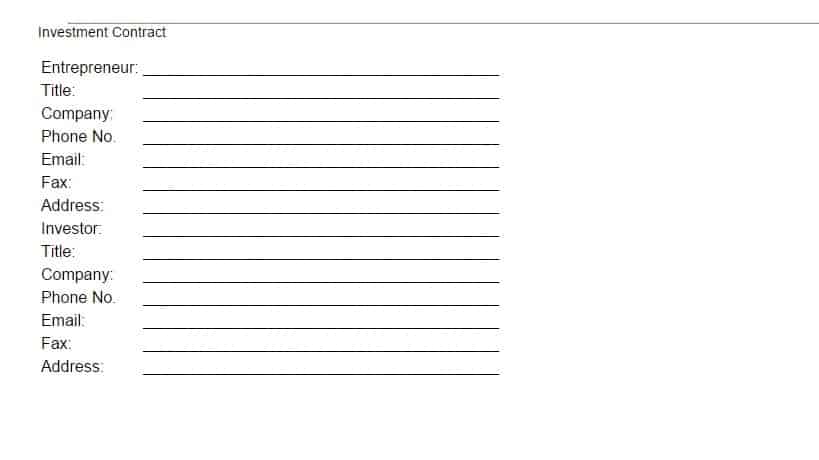 investment contract template 1