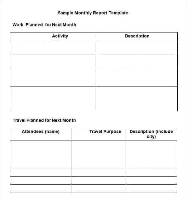 Activity Report Template Word