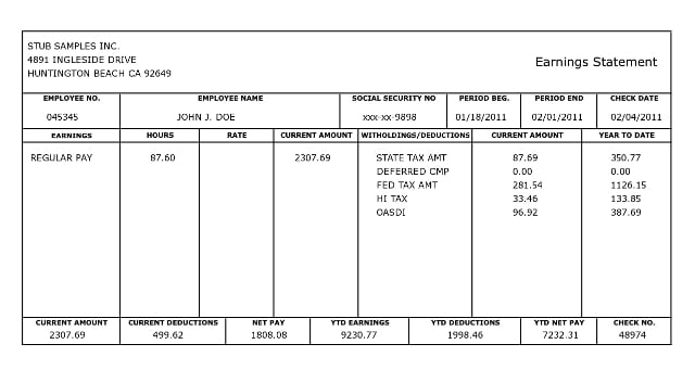 Blank Pay Stub Template Word