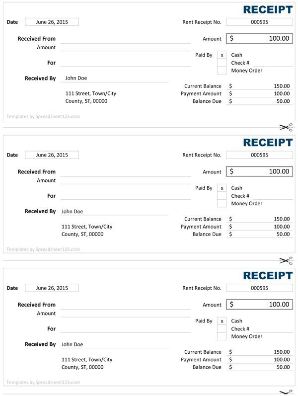 cash receipt template 2