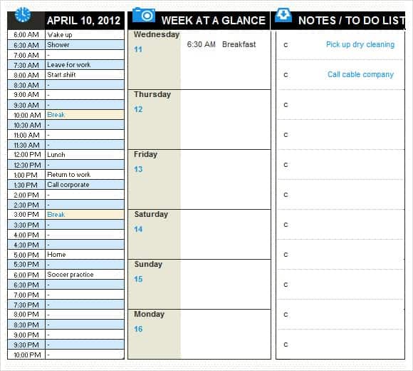 daily planner template 1