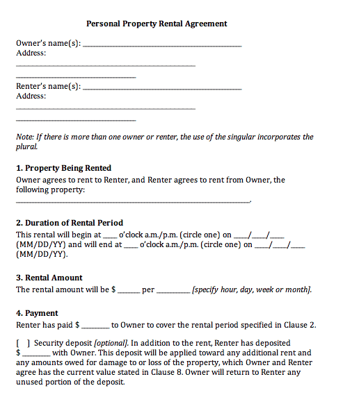 rental agreement template 6