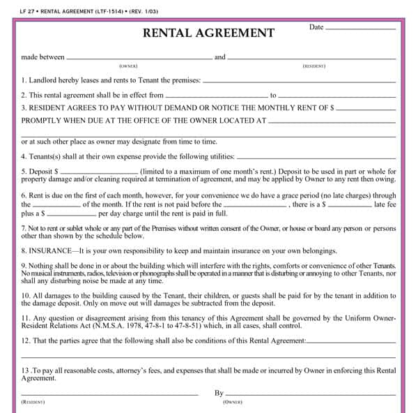 rental agreement template 9
