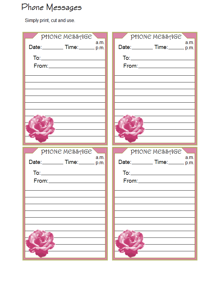 Free Printable Phone Message Template Printable Templates