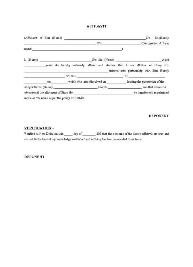 affidavit form template image 1