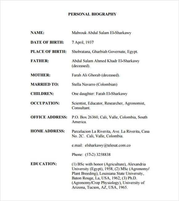 Biography Image 2 Word Templates