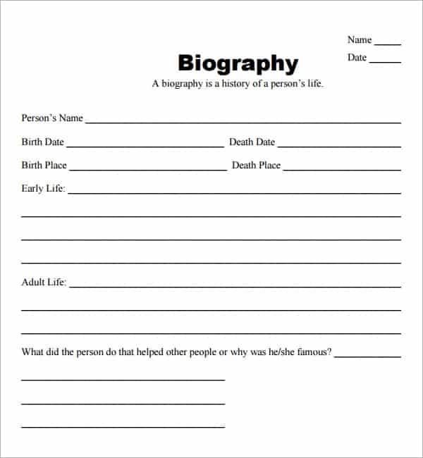 personal biography format