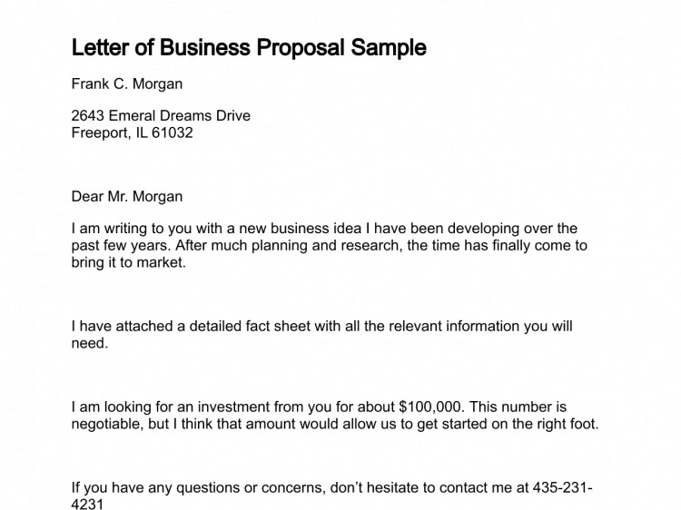 Sample Of Proposal Letter from www.getwordtemplates.com