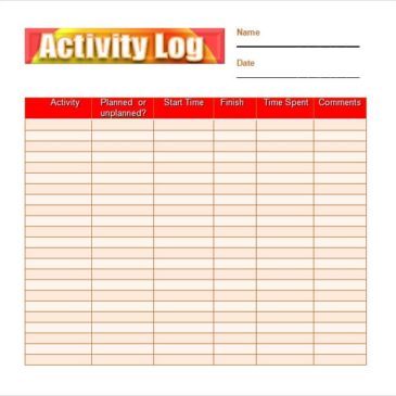 10+ Daily activity log templates