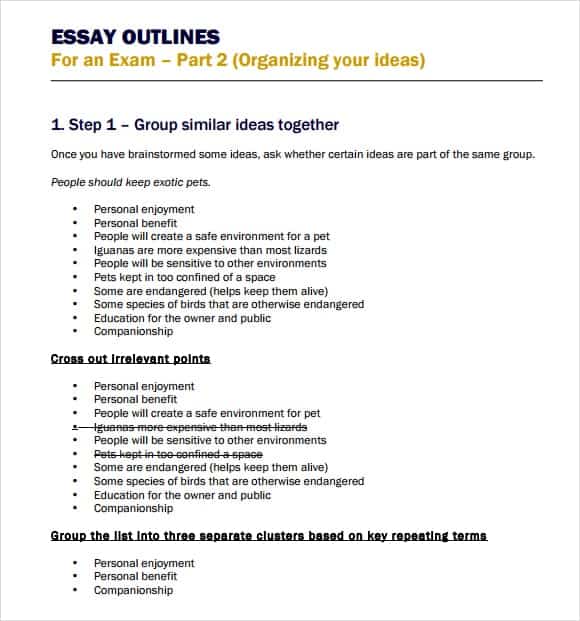 9+ Essay outline templates Word Excel PDF Formats