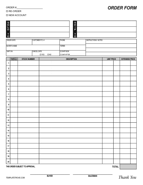 Order Form Template Excel from www.getwordtemplates.com