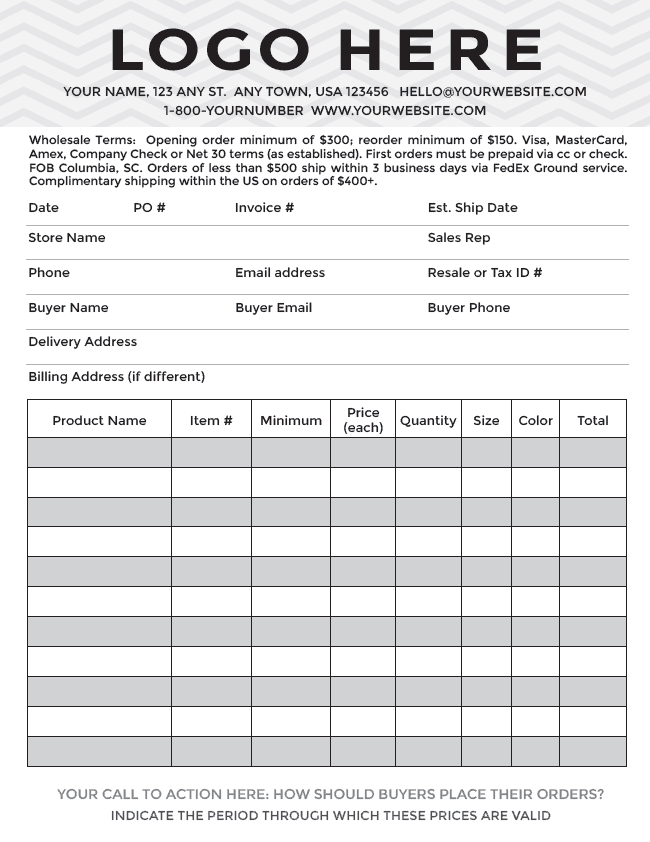 11+ Sample order form templates Word Excel PDF Formats