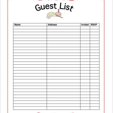 10+ Party guest list templates