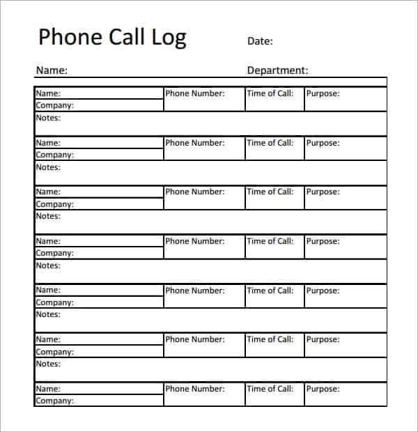 Printable Call Log Template from www.getwordtemplates.com