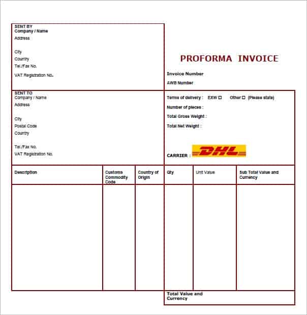 Proforma Invoice Template Excel from www.getwordtemplates.com