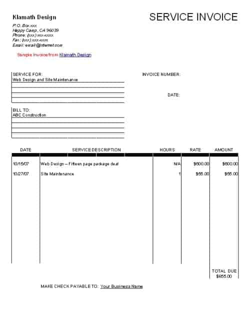 service invoice template image 1