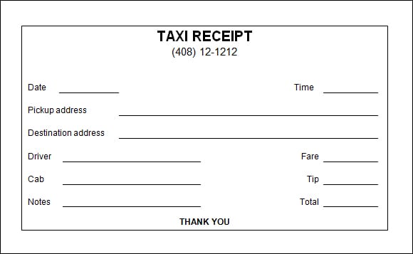 7+ Taxi receipt Templates