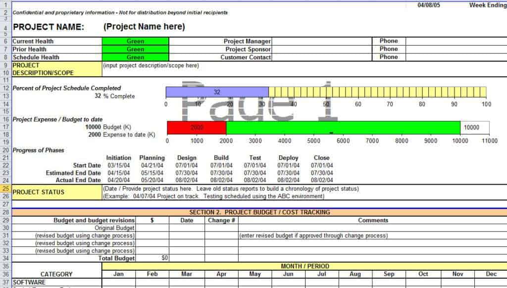 Weekly Status Report Template Excel