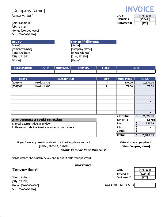 blank invoice template image 12
