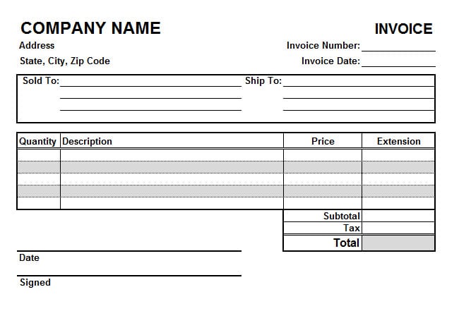 blank invoice template image 4