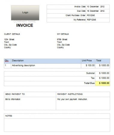 blank invoice template image 8
