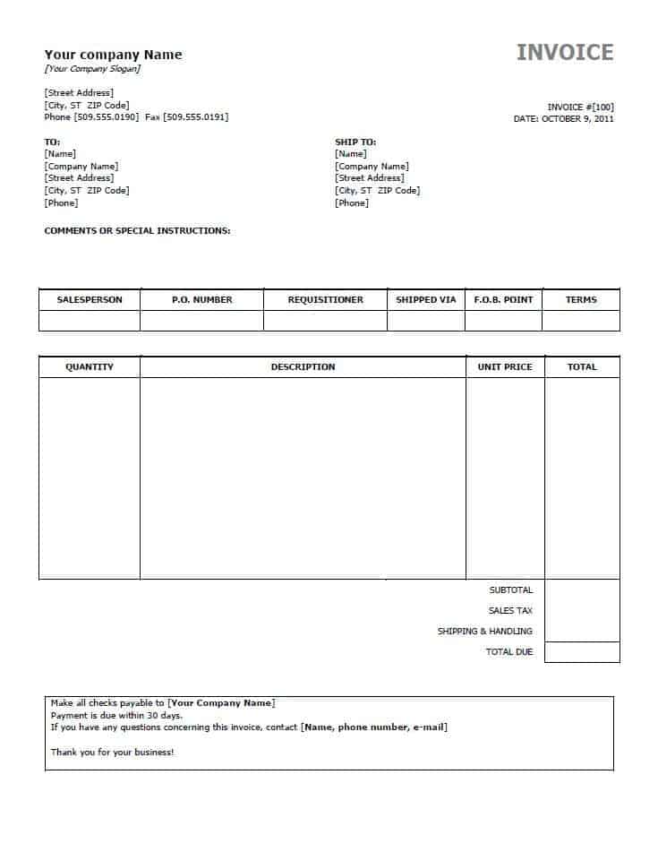 blank invoice template image 9
