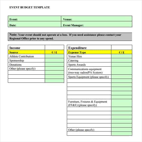 event budget template 5