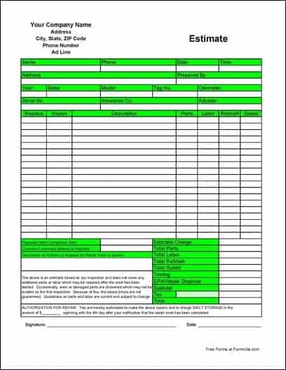 job estimate template 4