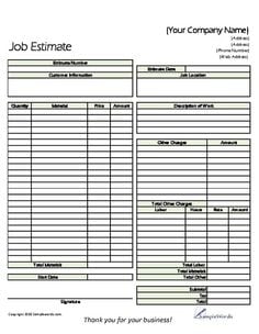 8+ Job Estimate Templates