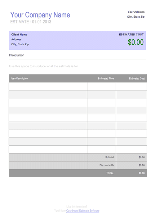 job estimate template 7