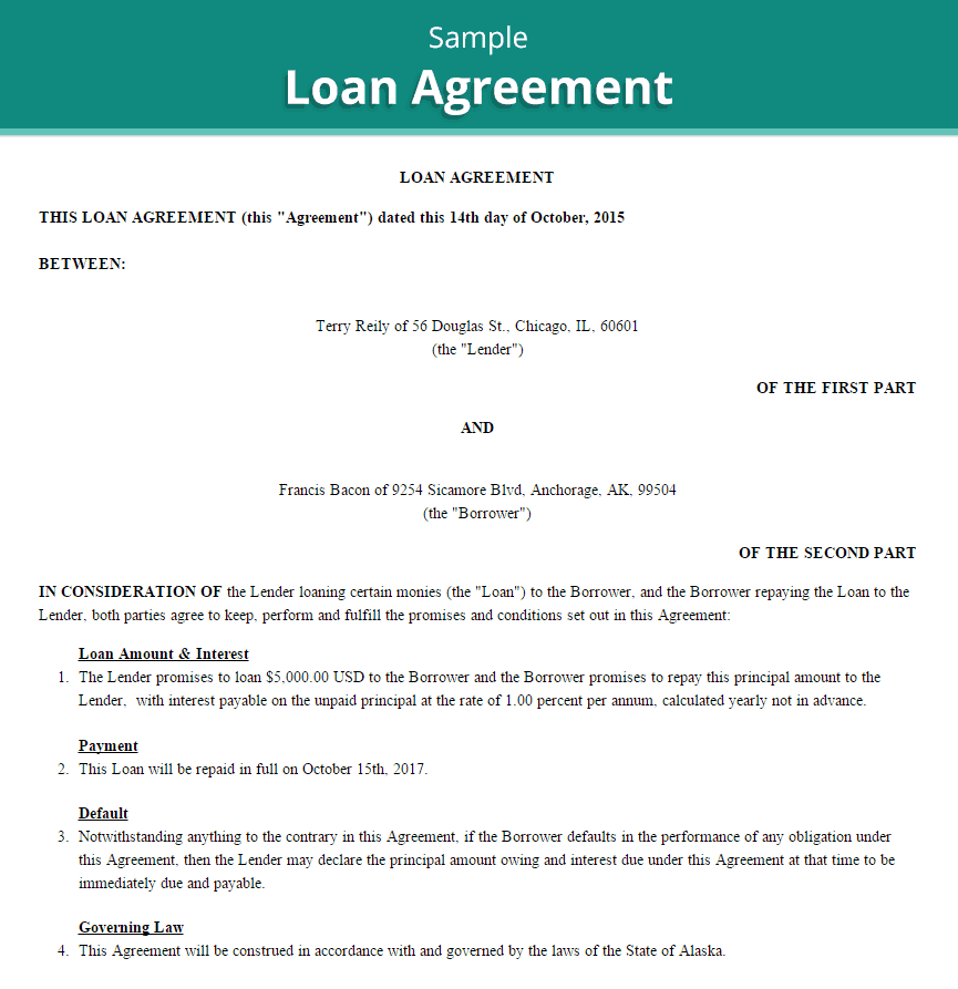 Long Term Loan Agreement Template