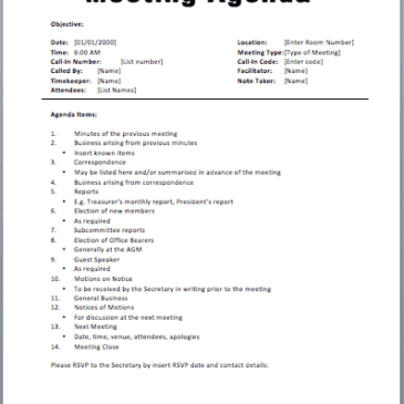 51+ Free Meeting Agenda Templates