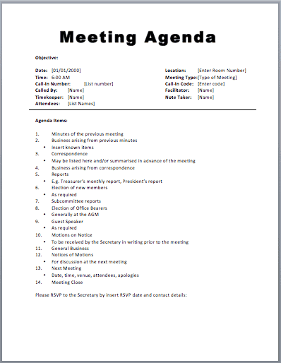 Team Meeting Agenda Template Word from www.getwordtemplates.com