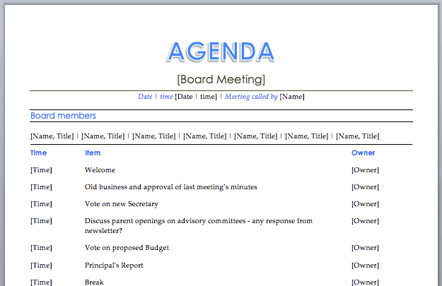 meeting agenda template 3