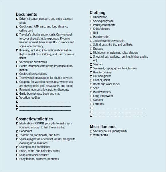 14+ Packing List Templates - Word Excel PDF Formats