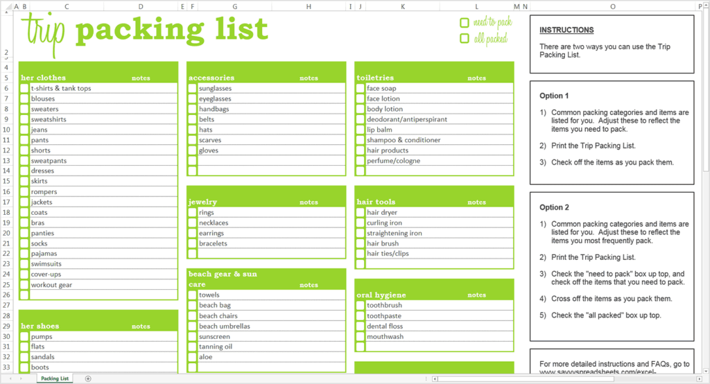 packing list template image 4