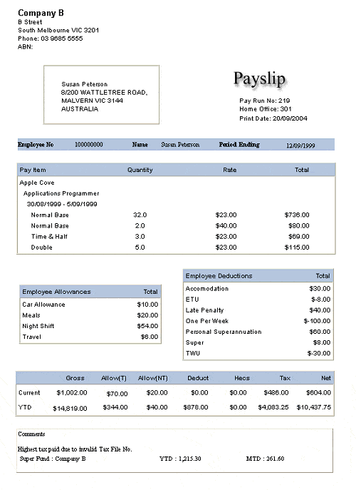 Payslip Templates 21 Free Printable Word Excel And Pdf Formats