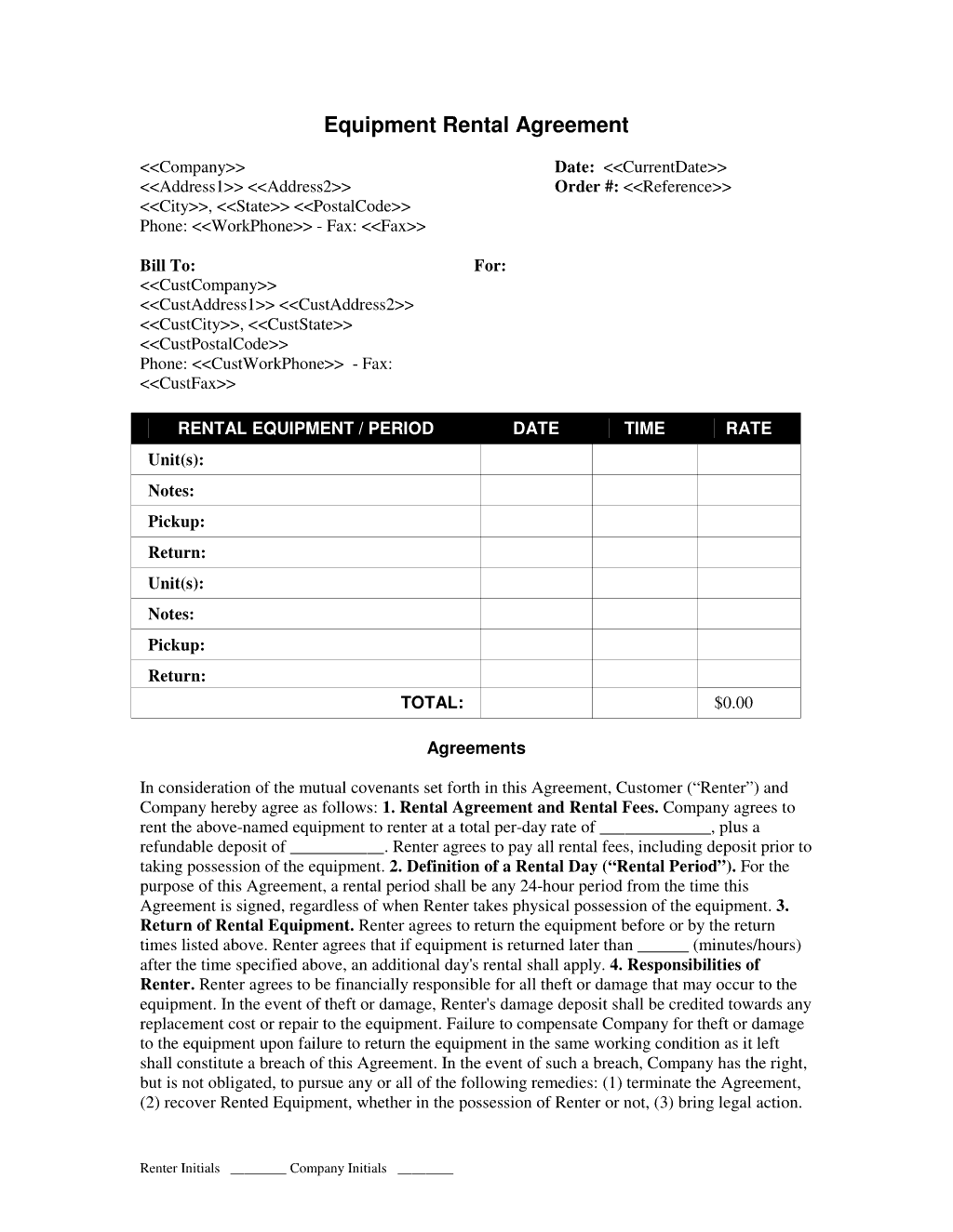 22+ Rental Agreement Templates - Word Excel PDF Formats Pertaining To tool rental agreement template