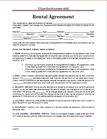 rental agreement template 8