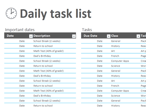 task list template 1