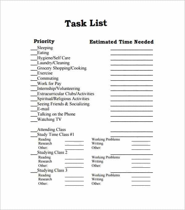 task list template 12