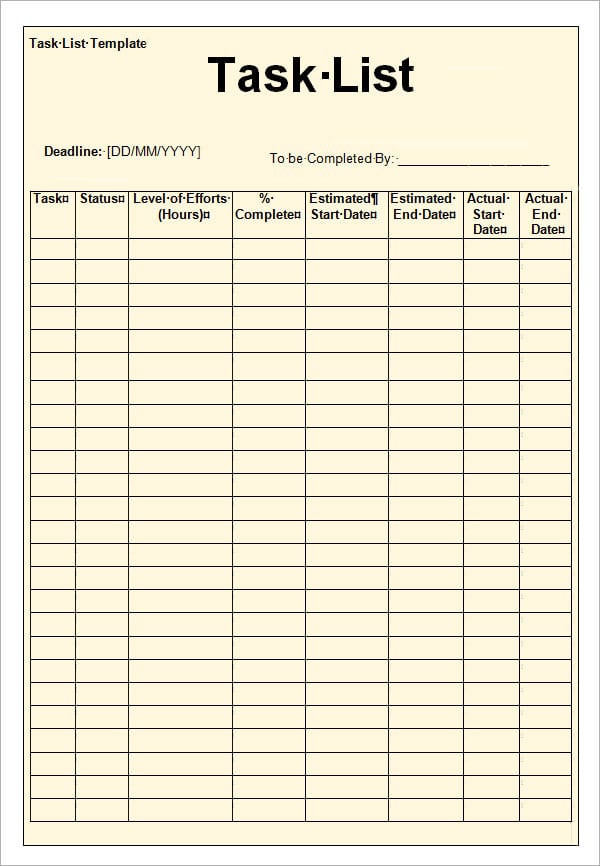 task list template 6