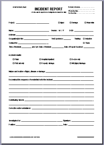 incident report template 6484