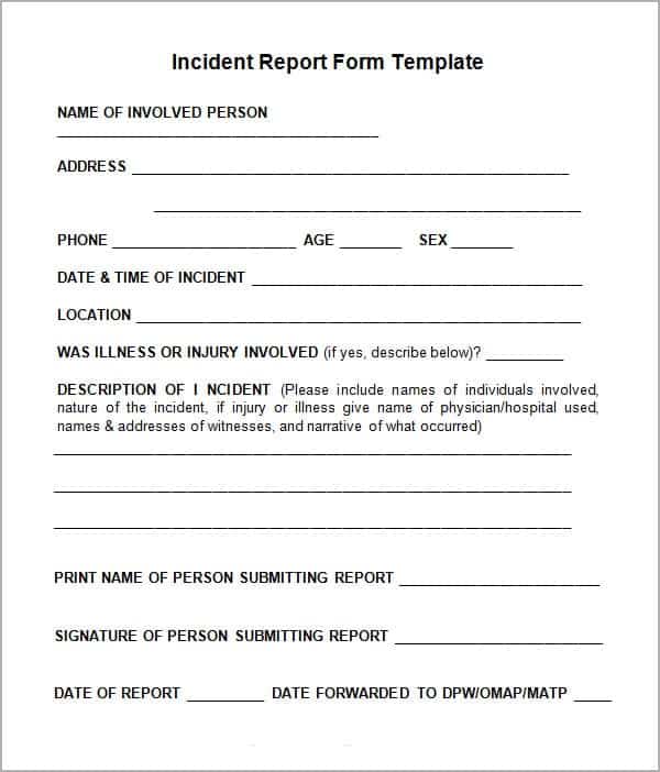 incident report template 974