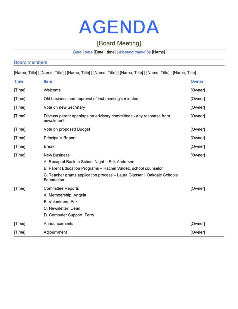 23+ Free Meeting Agenda Templates - Word Excel PDF Formats For Simple Meeting Agenda Template Word