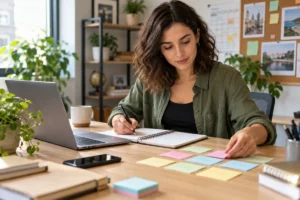 Coordinator organizing a daily task list