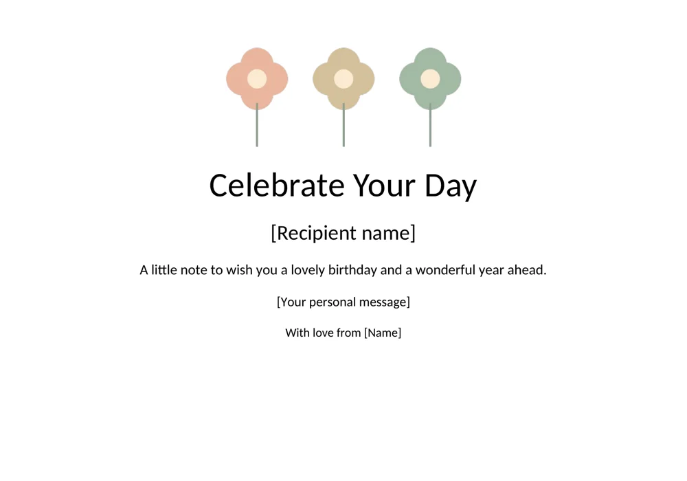Celebrate Your Day editable Word template preview